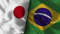 Brazil and Japan Realistic Flag Ã¢â¬â Fabric Texture Illustration